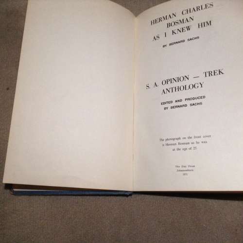 Herman Charles Bosman by Bernard Sachs, First Edition , 1971