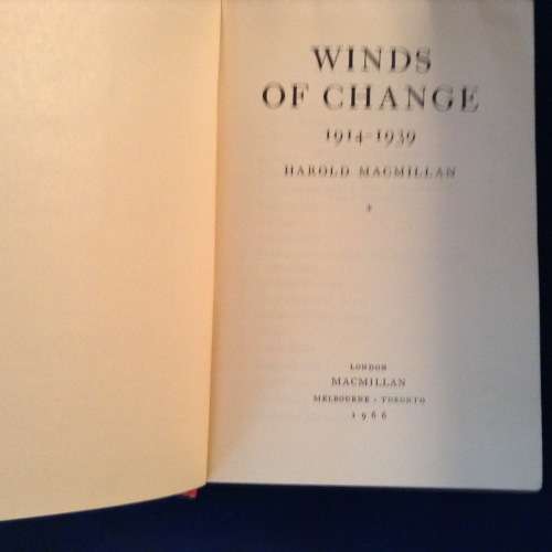 Winds of Change by Harold MMcMillan, 1966, First Edition
