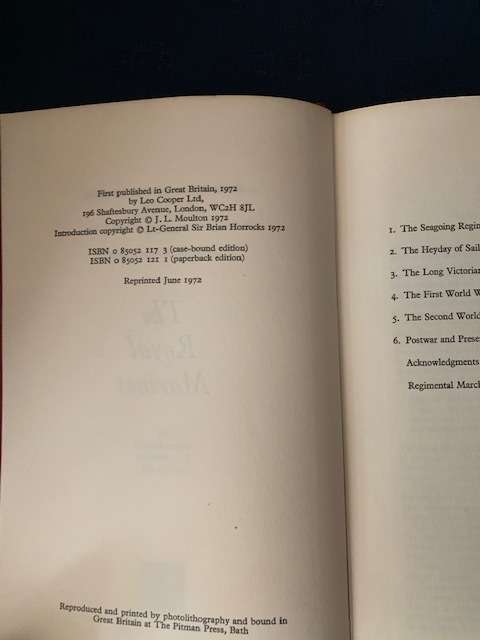 The Royal Marines by J.L. Moulton, 1972, hardcover, First Edition