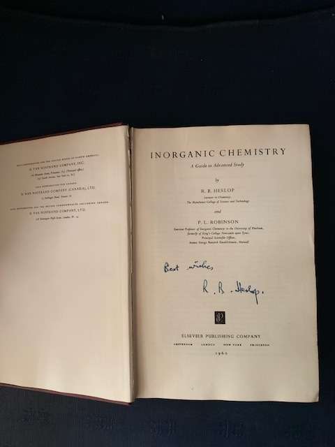 Inorganic Chemistry by R. B. Heslop, 1960, SIGNED Copy