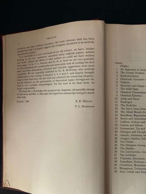 Inorganic Chemistry by R. B. Heslop, 1960, SIGNED Copy