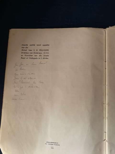 Nuwe Volkspele deur M.L. de Villiers and Nuwe Spele uitgegee Die Reddingsdaadbond, SIGNED copy Two