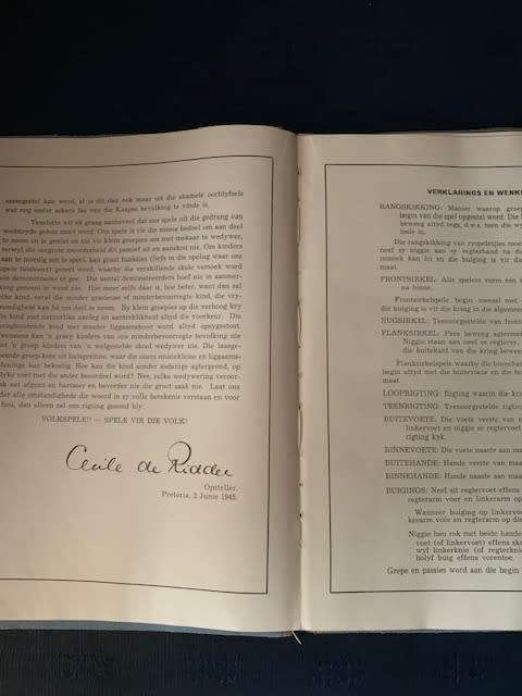 Nuwe Volkspele deur M.L. de Villiers and Nuwe Spele uitgegee Die Reddingsdaadbond, SIGNED copy Two