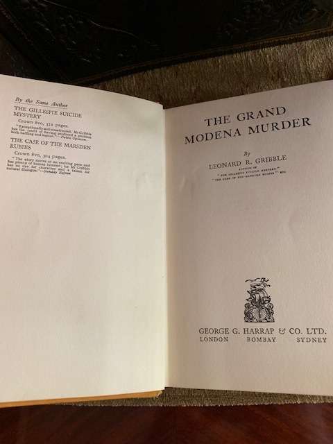 Grand Modena Murder by Leonard R. Gribble, 1930, a First Edition