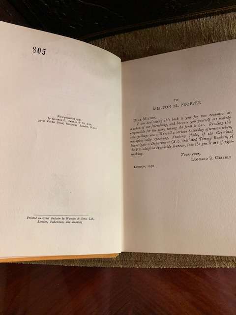 Grand Modena Murder by Leonard R. Gribble, 1930, a First Edition