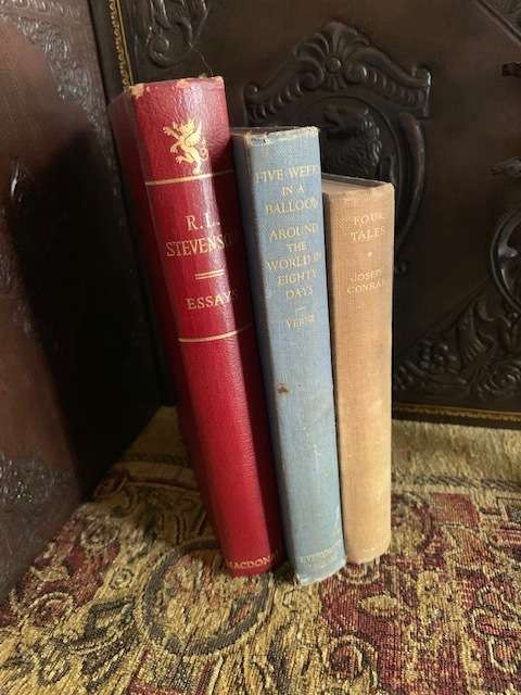 Set of 3 books R595 The Essays of R.L Stevenson,Around The World in Eighty Days & Four Tales