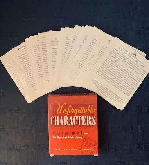 Literature Quiz Deck ... Name game of  'Unforgettable Characters', knowledge cards
