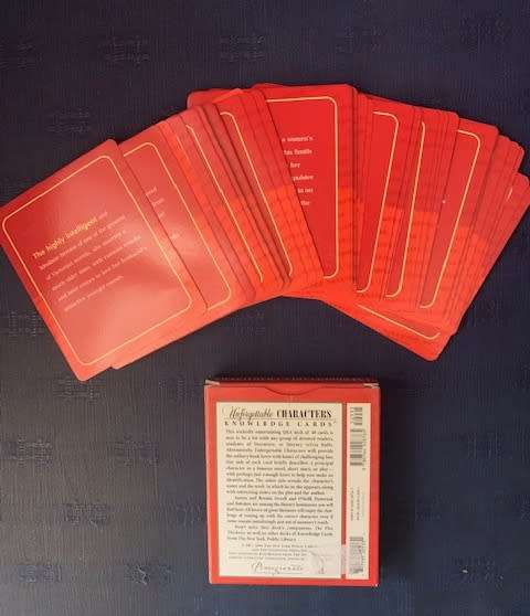 Literature Quiz Deck ... Name game of  'Unforgettable Characters', knowledge cards