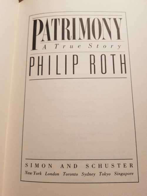 Philip Roth, First Edition, Patrimony, a true story