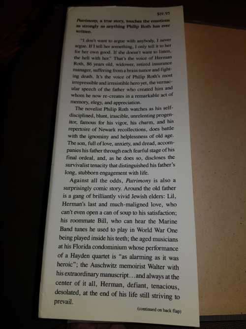 Philip Roth, First Edition, Patrimony, a true story