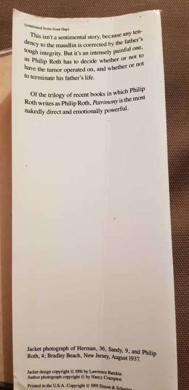 Philip Roth, First Edition, Patrimony, a true story