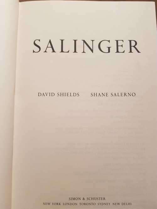 Salinger, First Edition by David Shields and Shane Salerno, First Edition