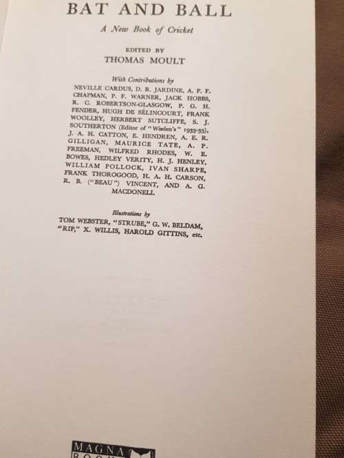 Bat and Ball, A book of Cricket by Thomas Moult, Inscribed to Clive Rice