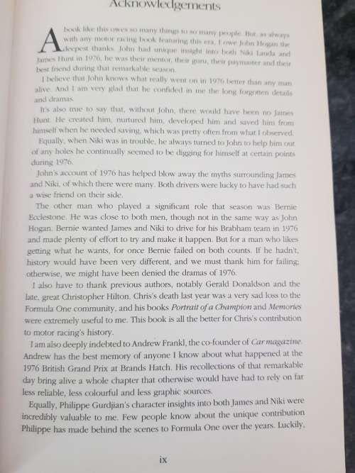 Tom Rubython,  In the Name of Glory 1976, First Edition  The Greatest ever sporting duel Formula I