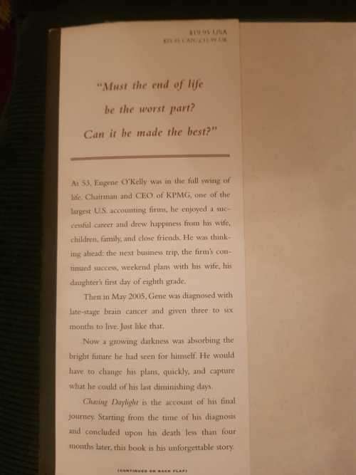 Chasing Daylight by Eugene O'Kelly, First Edition  How my forthcoming death transformed my life