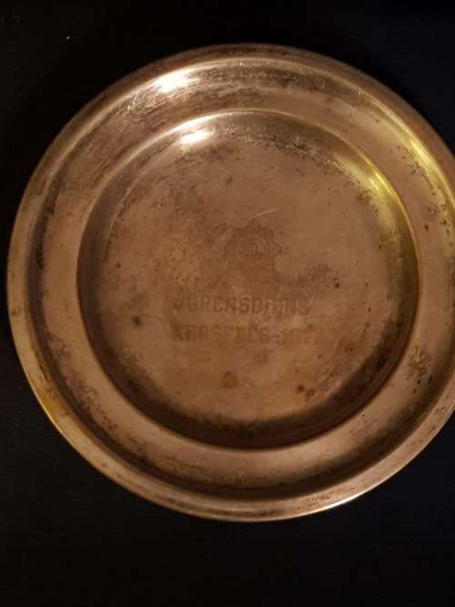 South African Police silver plate, Grensdiens Kersfees 1972. Border service
