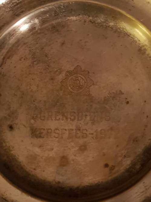 South African Police silver plate, Grensdiens Kersfees 1972. Border service