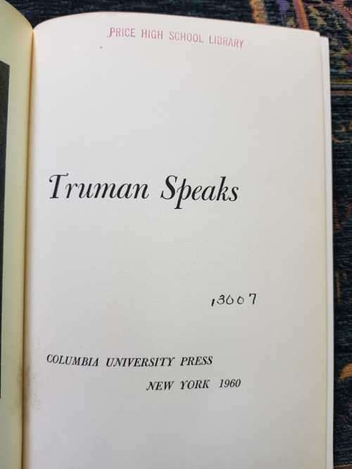 Truman Speaks by Richard Silverman, First Edition