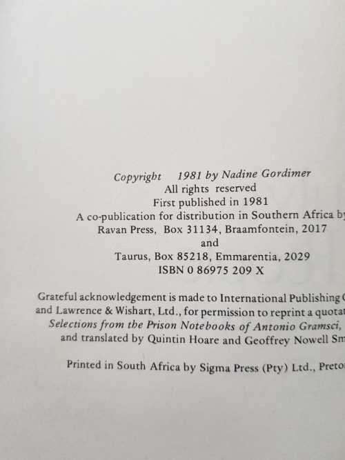 Nadine Gordimer - July's People 1981, First Edition