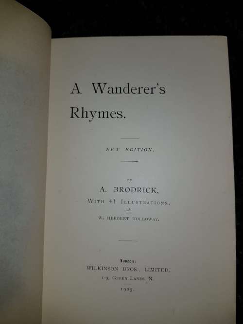 A Wanderer`s Rhyme 1905 First Edition