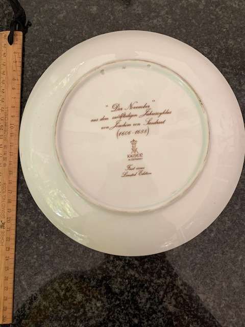 November, Von Joachim Von Sandrart (1606-1688) Wall Plate - Limited Edition