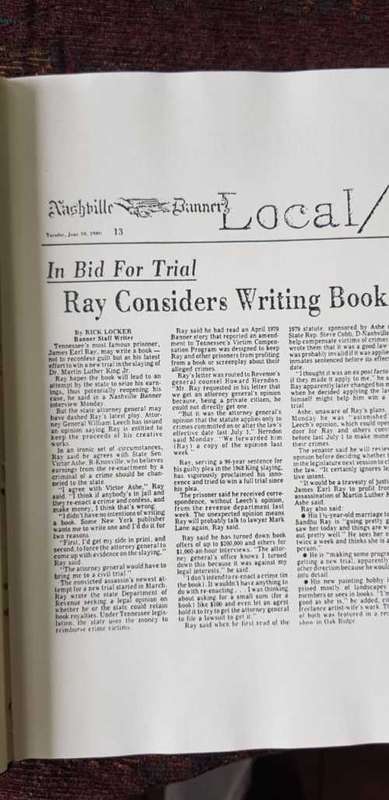 Tennessee Waltz, James Earl Ray, The making of a political prisoner