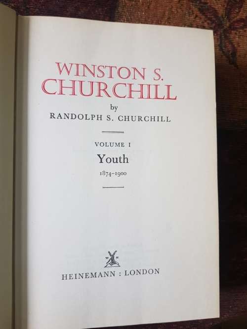 Winston S.Churchill, First Editions! Youth I, & Young Statesman II, & framed picture of Schooner