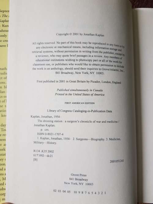The Dressing Station, First Edition by Jonathan Kaplan