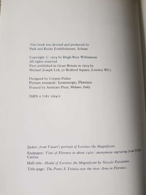 Lorenzo the Magnificent, First Edition by Hugh Ross Williamson