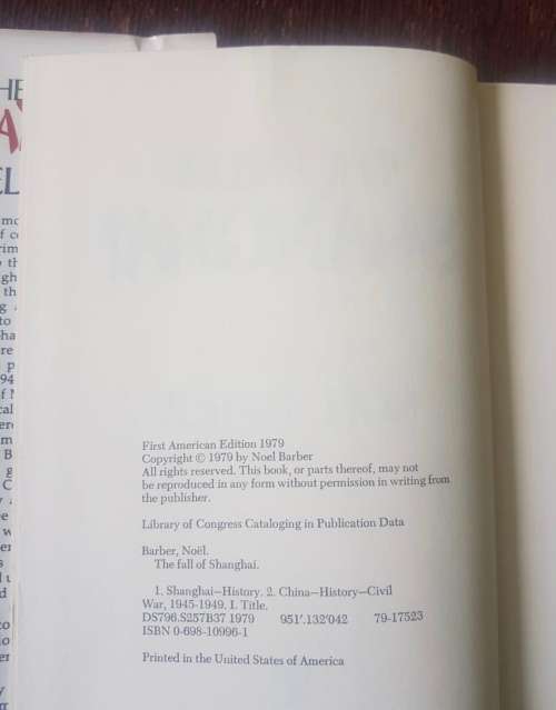 The Fall of Shanghai, First Edition by Noel Barber