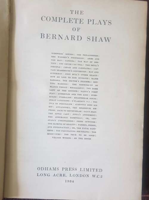 The Complete Plays of Bernard Shaw,  First Edition, 1934