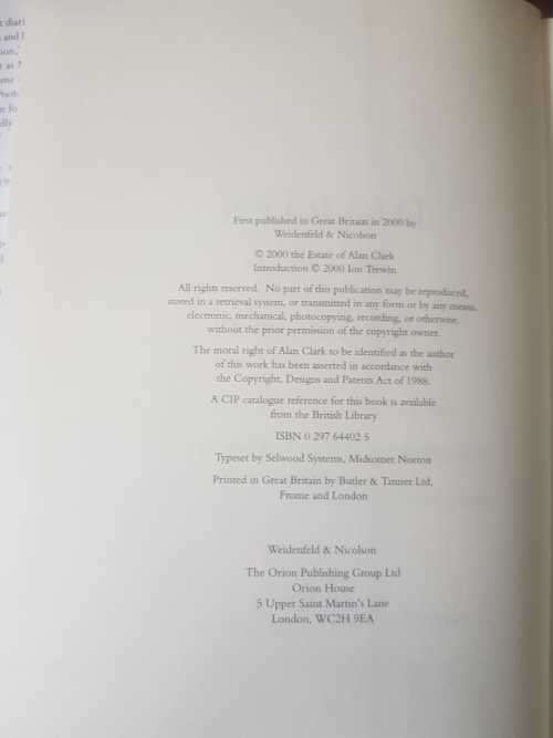 Alan Clark, First Edition, Diaries into Politics by Ion Trewin