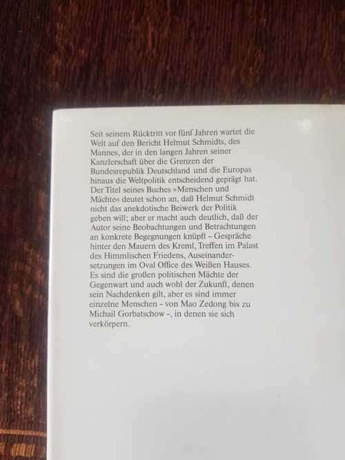 Menschen Und Mächte, First Edition by Helmut Schmidt