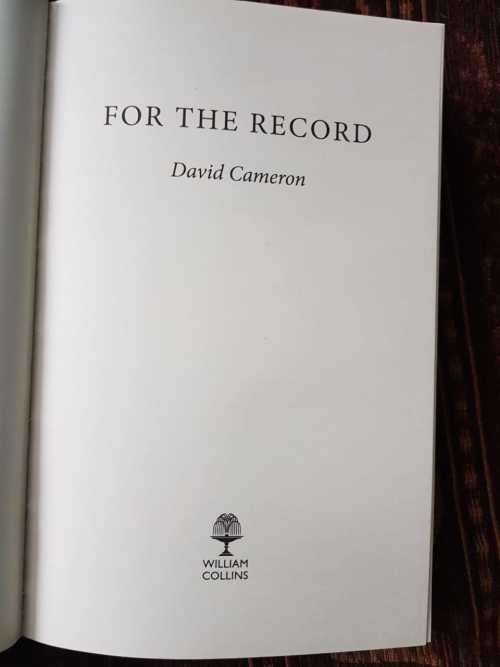 David Cameron, First Edition, For The Record