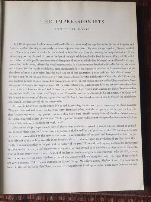 The Impressionists and Their World, First Edition by Basil Taylor