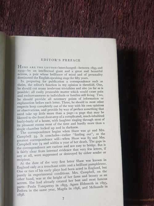 Bernard Shaw and Mrs Patrick Campbell: Their correspondence, First Edition 1952