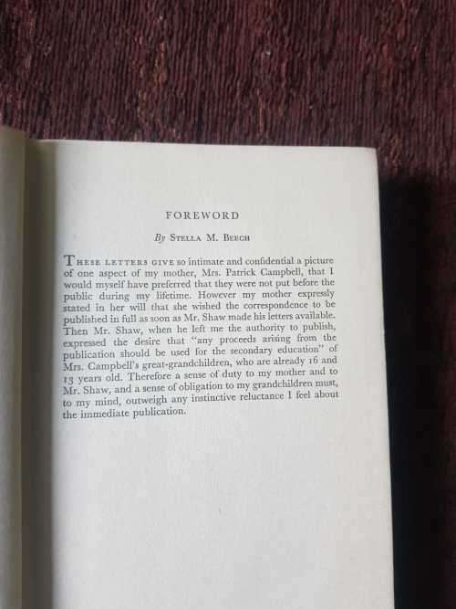 Bernard Shaw and Mrs Patrick Campbell: Their correspondence, First Edition 1952