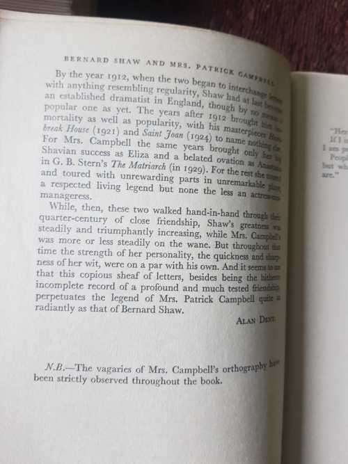 Bernard Shaw and Mrs Patrick Campbell: Their correspondence, First Edition 1952
