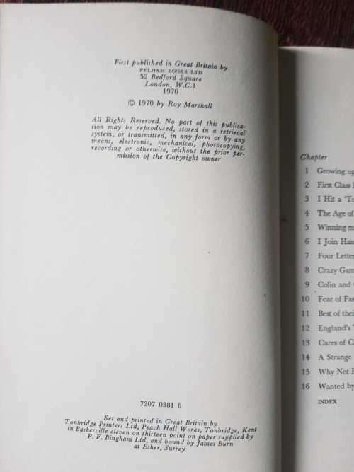 Test Outcast, First Edition by Roy Marshall, 1970 See