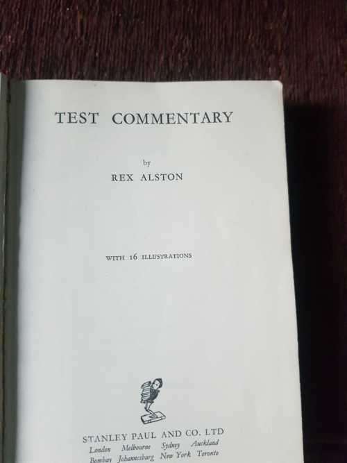 Test Commentary, Signed copy by Rex Alston With 16 illustrations