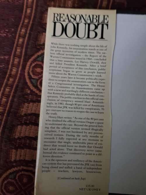 Reasonable Doubt, First Edition  An investigation into the assassination of John F. Kennedy by Henry