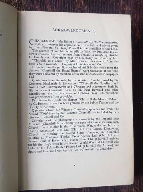 Churchill by his Contemporaries, First Edition by Charles Eade
