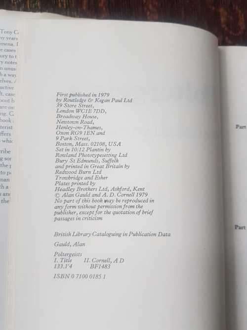 Poltergeists, First Edition by Alan Gauld and A.D. Cornell