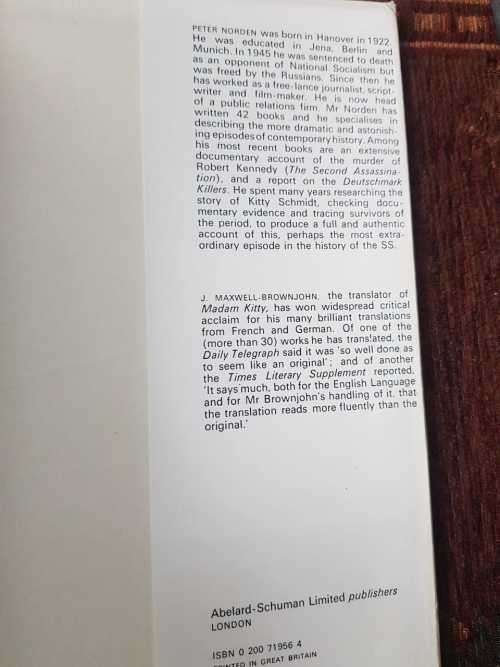 Madam Kitty, First Edition by Peter Norden,  A true story See pictures. No returns