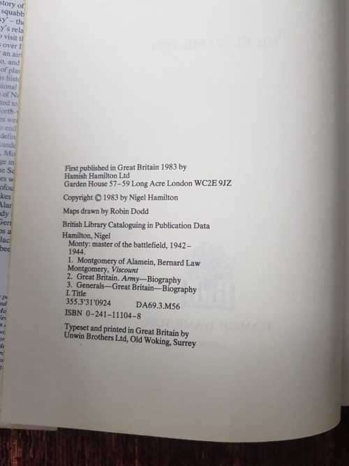 Monty, First Edition by Nigel Hamilton  Master of the Battlefield