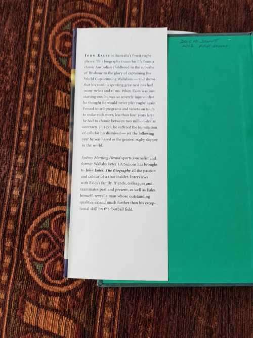 John Eales First Edition The Biography by Peter Firtz Simons RUGBY