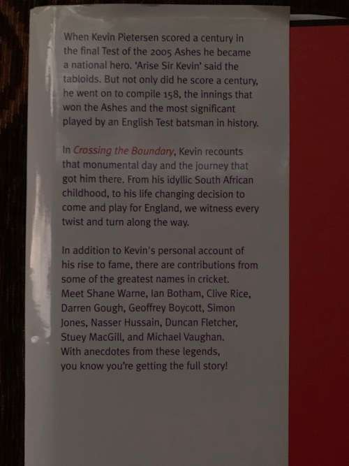 Kevin Petersen, First Edition, The Crossing Boundary. Foreword by Shane Warne
