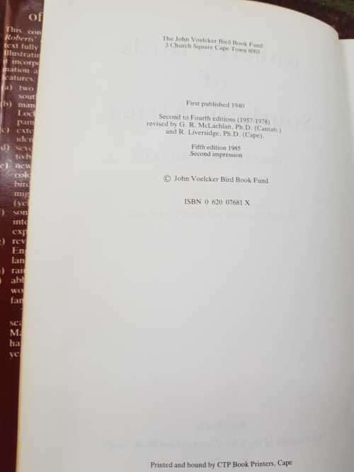 Roberts Birds of Southern Africa, by Gordon Linsay Maclean