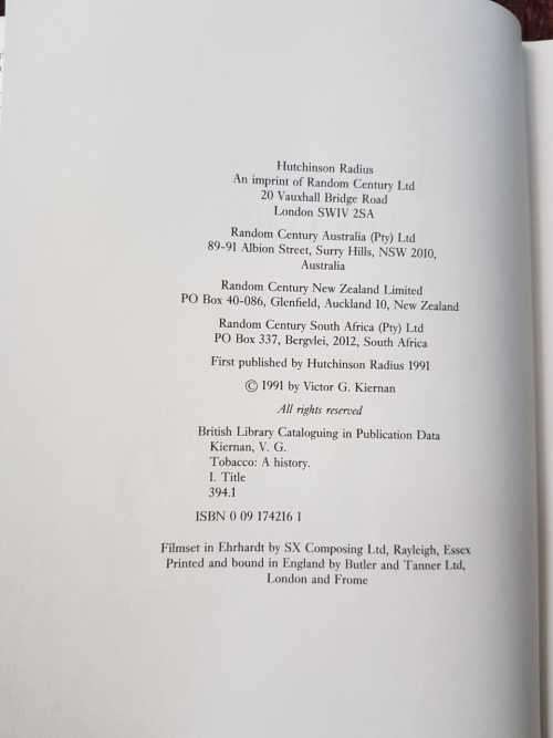 Tobacco, First Edition by   V. G. Kierman