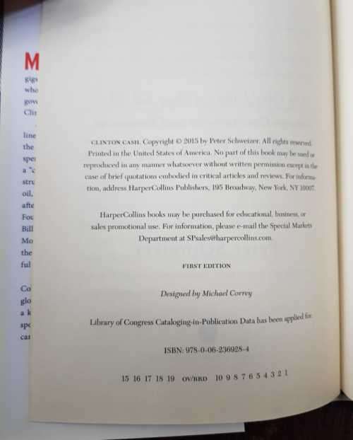 Clinton Cash, First Edition by Peter Schweizer